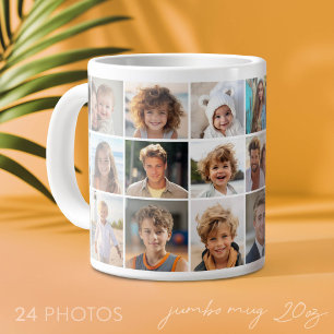 Taza De Café Gigante Colaje de 24 fotos - Cuadrícula mínima blanca