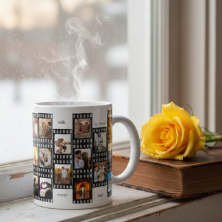 Taza De Café Gigante Colaje de Fotos en Formato de Película Personaliza