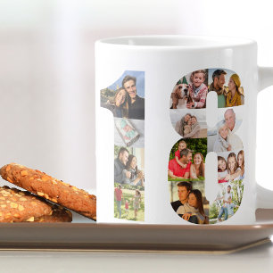 Taza De Café Gigante Colaje de Fotos Número 18 - Cumpleaños 18