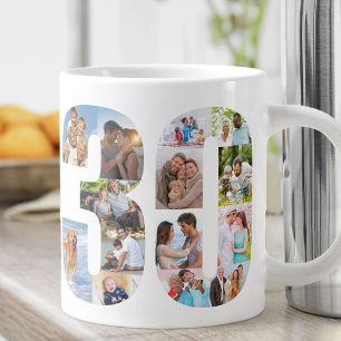 Taza De Café Gigante Colaje de Fotos Número 30 - Cumpleaños 30