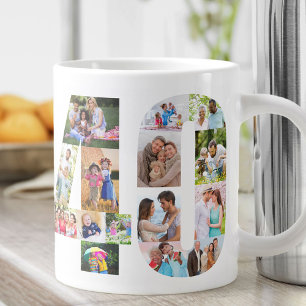 Taza De Café Gigante Colaje de Fotos Número 40 - Cumpleaños 40