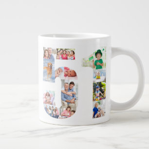 Taza De Café Gigante Colaje de Fotos Número 51 - Cumpleaños 51