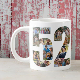 Taza De Café Gigante Colaje de Fotos Número 52 - Cumpleaños 52