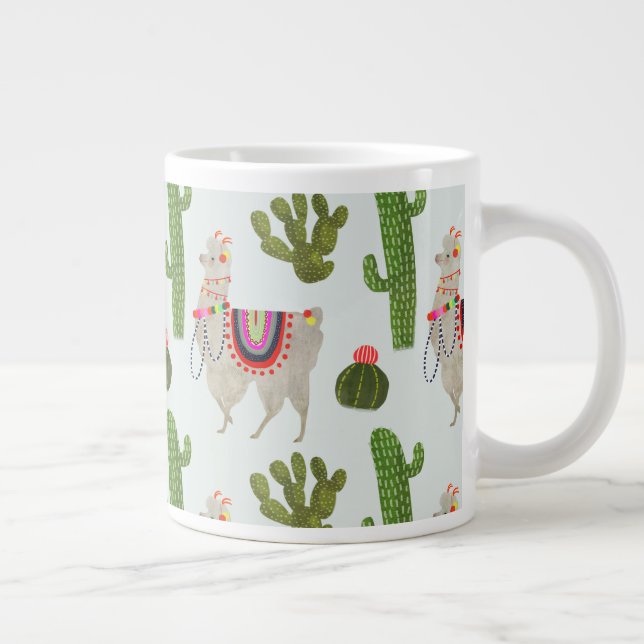 Taza De Café Gigante Colección de Llamarama | Patrón Cactus & Llama (Derecha)