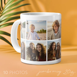 Taza De Café Gigante Collage de 10 fotos minimalista - Cuadrícula blanc