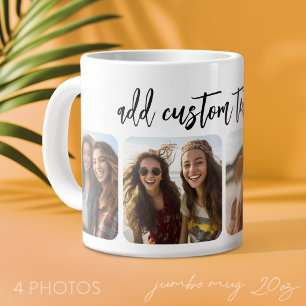 Taza De Café Gigante Collage de 4 fotos con letra saltarina de moda - b