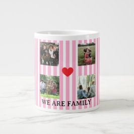 Taza De Café Gigante collage de familia a rayas pastel