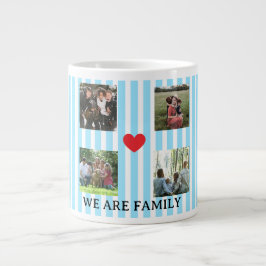 Taza De Café Gigante collage de familia a rayas pastel