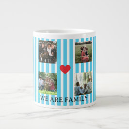 Taza De Café Gigante collage de familia a rayas pastel