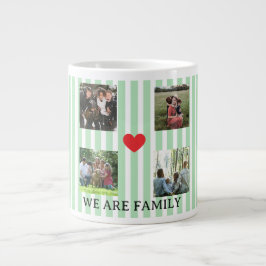Taza De Café Gigante collage de familia a rayas pastel