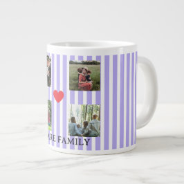 Taza De Café Gigante collage de familia a rayas pastel