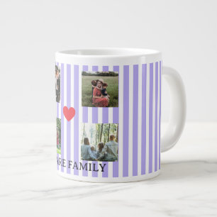 Taza De Café Gigante collage de familia a rayas pastel