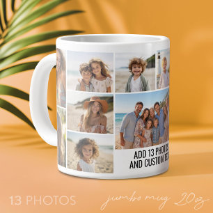 Taza De Café Gigante Collage de Fotos - 13 Fotos más Bloque de Texto Mi