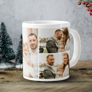 Taza De Café Gigante Collage de fotos - 4 fotos Personalizado Texto bla