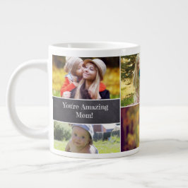 Taza De Café Gigante Collage de fotos del día de la madre personalizada