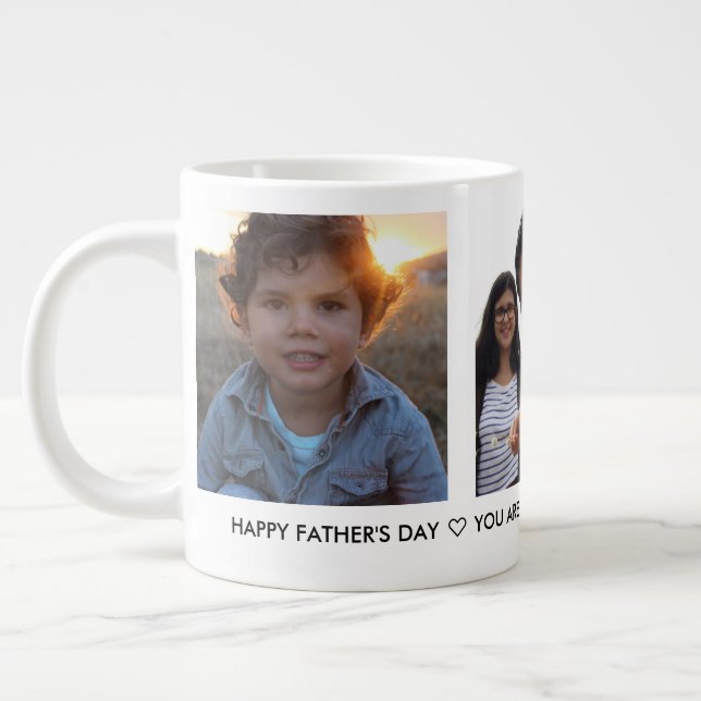 Taza De Café Gigante Collage de fotos del Día del Padre del Personaliza (Izquierda)