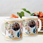 Taza De Café Gigante Collage de fotos geométrico 9 Dibujo Gigante Café<br><div class="desc">Crea tu propio collage geométrico de fotos usando 9 de tus fotos familiares favoritas. La plantilla de fotos está configurada para que añadas tus imágenes, trabajando en filas de izquierda a derecha, para formar un patrón de peine de miel. El diseño del hexágono es beige y blanco miel - por...</div>