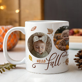 Taza De Café Gigante Collage de fotos Hello Fall Leaves 5