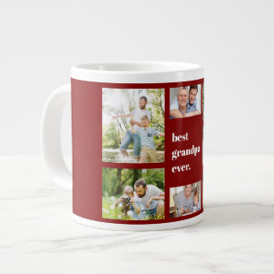 Taza De Café Gigante Collage de Fotos Mejor Abuelo del Mundo Granate y