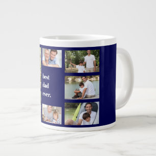 Taza De Café Gigante Collage de fotos mejor padre de la marina azul y b