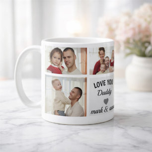 Taza De Café Gigante Collage de Fotos Personalizadas para Papá