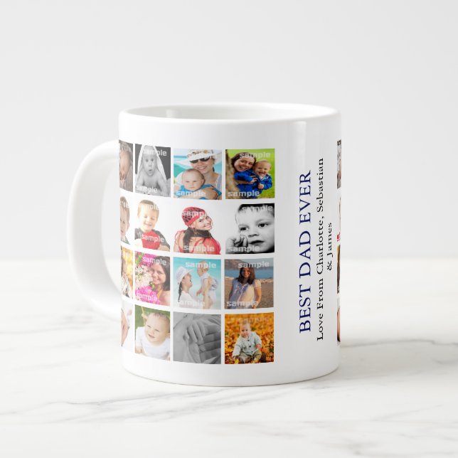 Taza De Café Gigante Collage de fotos personalizado (Izquierda)