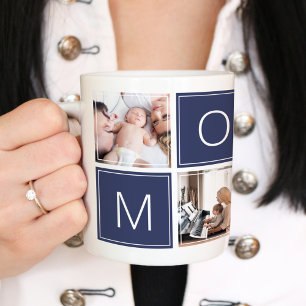 Taza De Café Gigante Collage de Fotos Personalizado para Mamá Moderna e