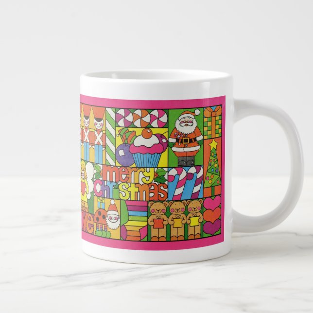 Taza De Café Gigante Collage de las Felices Navidad (Derecha)