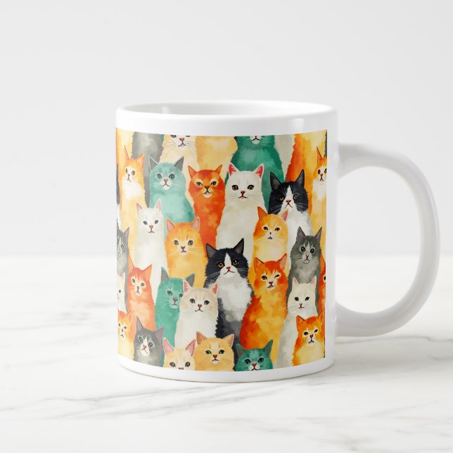 Taza De Café Gigante Collage del patrón de catas acuarelas (Derecha)
