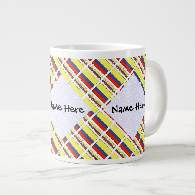 Taza De Café Gigante Colombia: Bandera colombiana cubierta y personaliz (Derecha)
