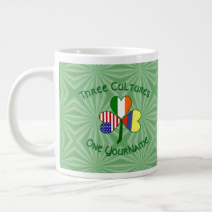 Taza De Café Gigante Colombia Irlanda EE. UU. Trébol Bandera Personaliz