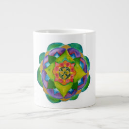 Taza De Café Gigante Color de agua de Mandala verde pintura hueso China