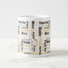 Taza De Café Gigante Color del desierto Multilingual Gracias Word Cloud