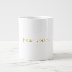 Taza De Café Gigante Color Dorado Nombre Profesional Minimalista Simple