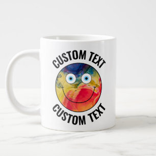 Taza De Café Gigante Color Loco Personalizado Feliz Cara y Texto person