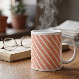 Taza De Café Gigante Color Personalizado Melocotón Cascada Raya