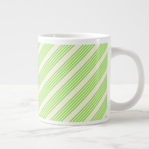 Taza De Café Gigante Color verde limón y beige cinco rayas