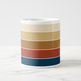 Taza De Café Gigante Colores de otoño a rayas de color sólido claro