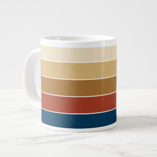 Taza De Café Gigante Colores Llenos Sólidos Rayados Cálidos De Otoño