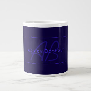 Taza De Café Gigante Colores Modernos de Purple Profundo Nombre y Mon