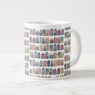 Taza De Café Gigante Coloridas casas holandesas en Amsterdam patrón ar