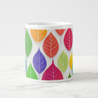Taza De Café Gigante Coloridas hojas pasteles abstractas jarales