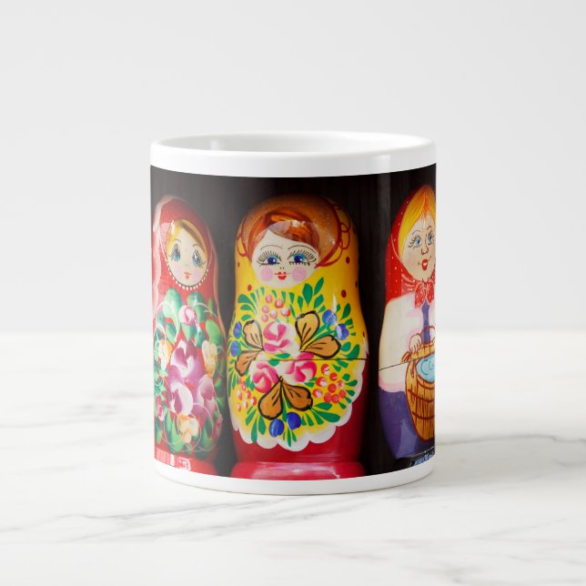 Taza De Café Gigante Coloridas muñecas Matryoshka (Frente)