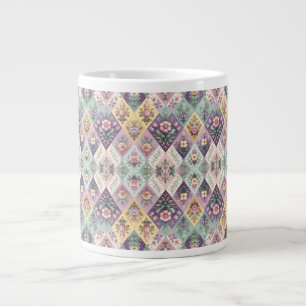 Taza De Café Gigante Colorido argyle pastel Pascua/Primavera