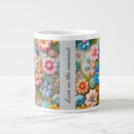 Taza De Café Gigante Colorido Pastel Spring 3D Felt Floral Art