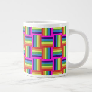 Taza De Café Gigante Colorido patrón de bloqueo de arco iris