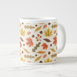 Taza De Café Gigante Colorido patrón de caída de hojas de otoño