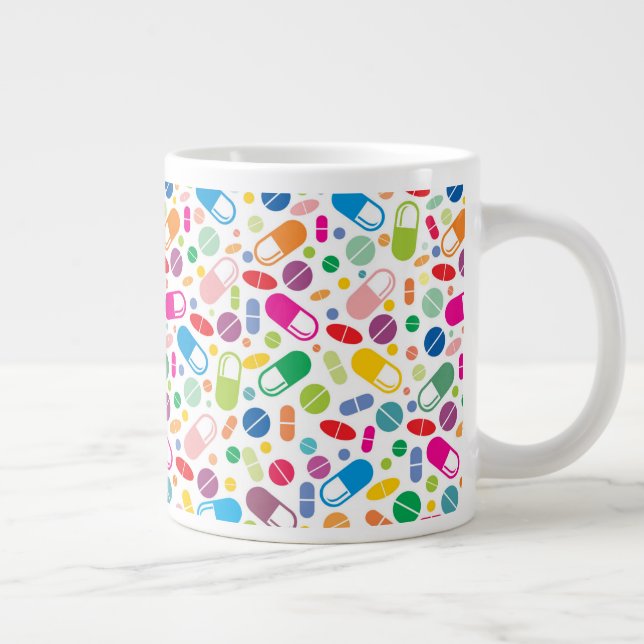 Taza De Café Gigante Colorido patrón de medicamentos neones (Derecha)