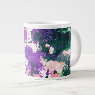 Taza De Café Gigante Colorido Resumen de pintura verde y púrpura