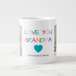 Taza De Café Gigante Colorido "Te amo abuelo" texto y foto Personalizad